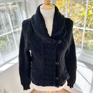 GOLD CASE Elegant Black Knit Button-Up Jacket